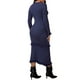 thumbnail image 3 of Vestido de maternidad de punto elástico de manga larga con volantes y rayas para mujer Inspire Chic, vestido maxi cálido de invierno, azul, pequeño, 3 of 6