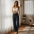 thumbnail image 2 of MLDRA Women's Wide Leg Pants Yoga Casual with Pockets Loose Trousers High Waisted sweatpants Palazzo Lounge Pants Grey, 2 of 8