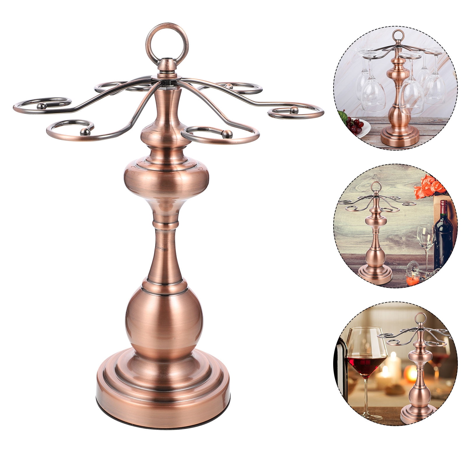 Pretyzoom 1Pc Nordic Style Rose Plated Gold Glass Wine Holder Iron Goblet Rack for Home