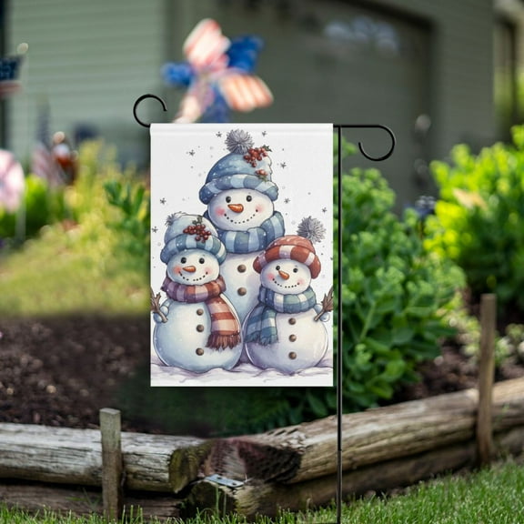 Christmas Snowmans Garden Flag Double Sided Outdoor Banners for Courtyard Outdoor Lawn Farmhouse Holiday Decorations