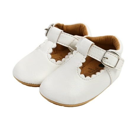 Awoscut Infants Girl Leather Shoes Anti-Slip Hollow-out Ruffle Sneaker