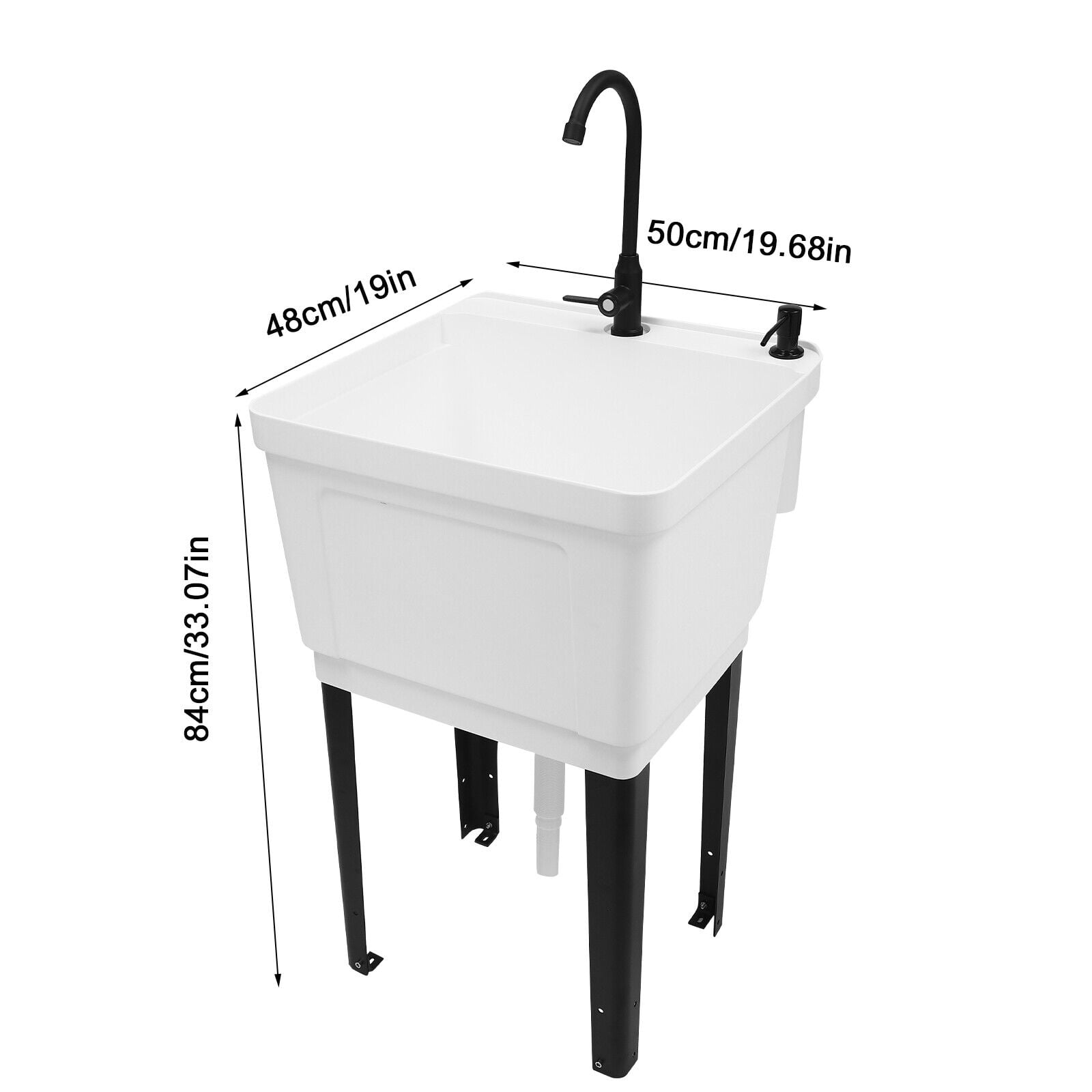 Freestanding Laundry Sink Wash Tub Basement Worksite Basin Utility Sink & Faucet