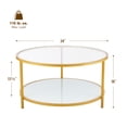 thumbnail image 5 of 34in Tempered Glass Coffee Table with Low Shelf Metal Frame for Living Room Gold, 5 of 7