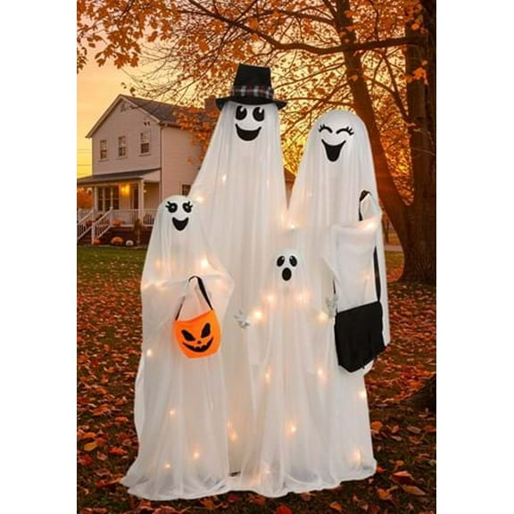 5.25FT Light Up High Spirited Ghost Family Halloween Decoration - Scream Saver