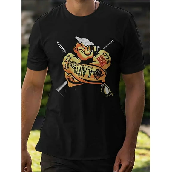 Men's Graphic Tee, Unisex Performance Cotton Short Sleeve Tops, Funny Graphic Tees Gifts T-Shirt Black M
