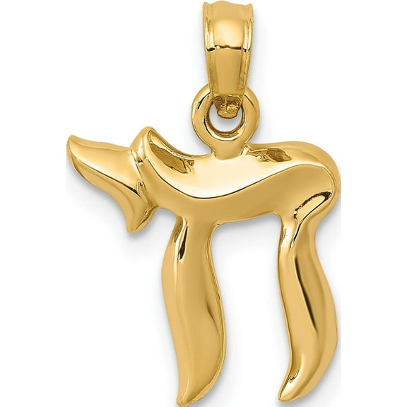 14K Yellow Gold Chai Pendant (19 X 13) Made In Peru c3990