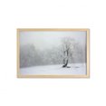 thumbnail image 1 of Tree Wall Art with Frame, Winter Landscape Picture with a Tree in Snowy Field and Foggy Forest at the Back, Printed Fabric Poster for Bathroom Living Room, 35" x 23", White Black, by Ambesonne, 1 of 2