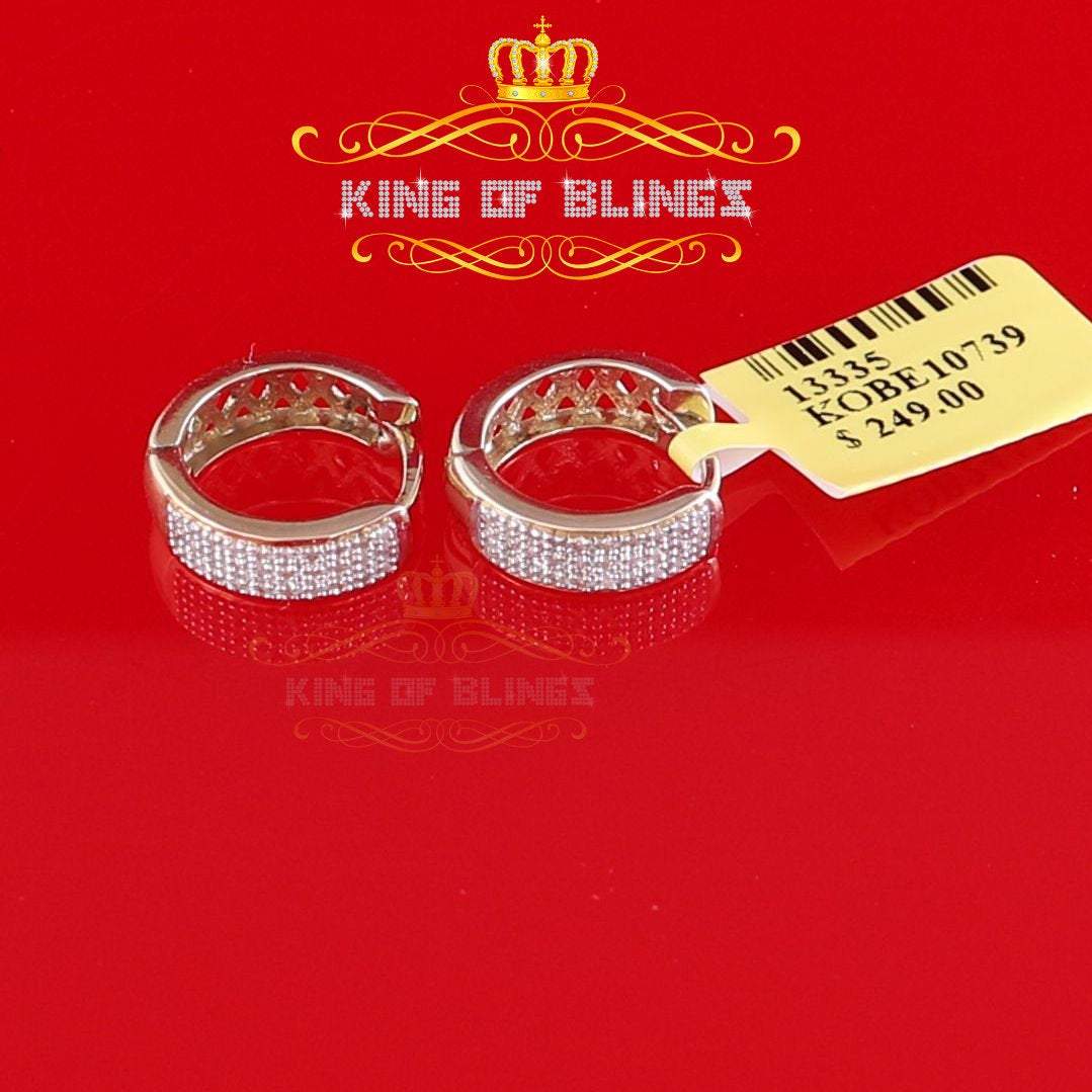 King of Bling's 0.15ct Diamond Sterling Silver Yellow H oop Stud Earrings For Men's / Women's