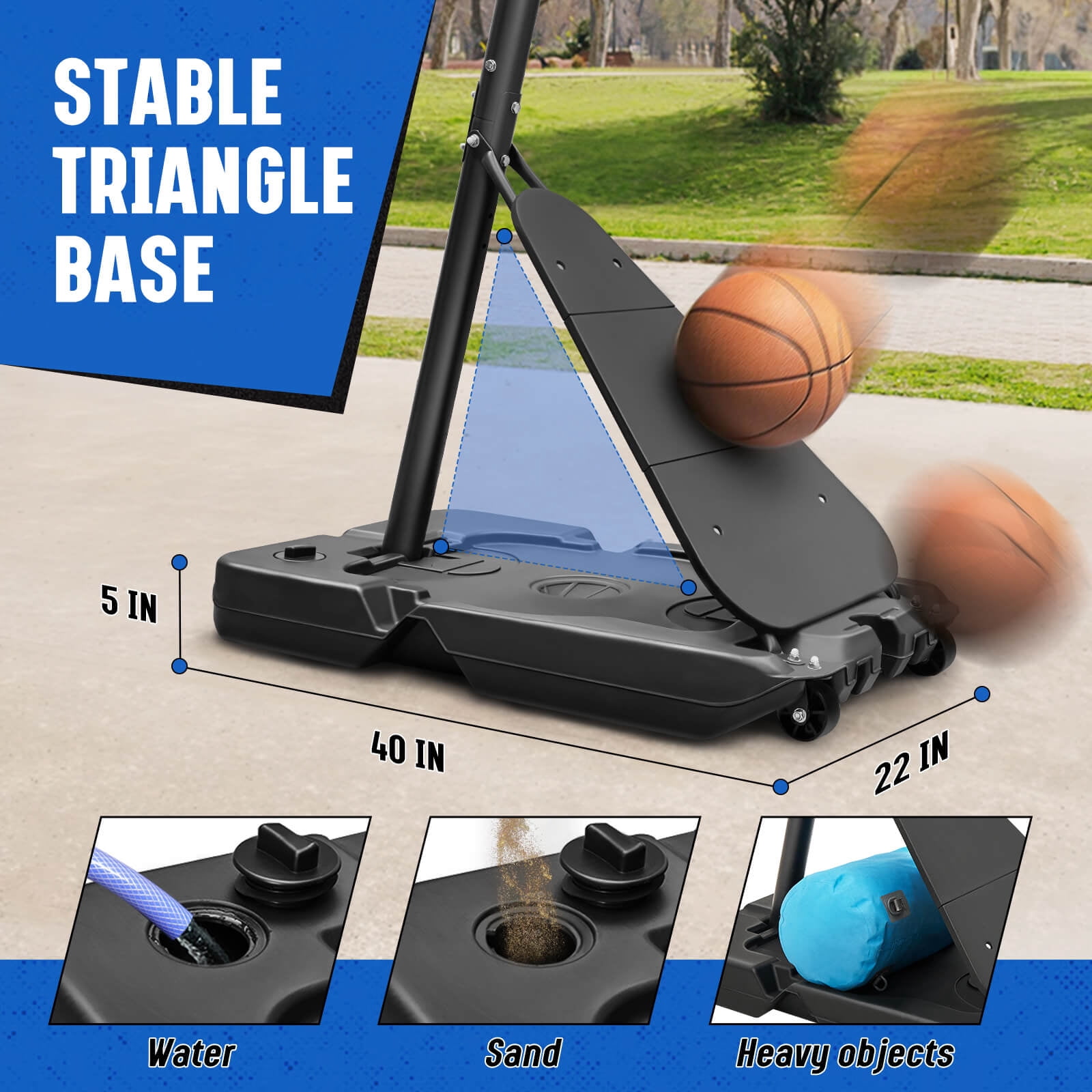 SERAY Adjustable Basketball Hoop 3.4-10 Feet, Portable Basketball Goal with 40 Inch Shatterproof Backboard & Wheels, Indoor/Outdoor Basketball System for Kids, Teens & Adults