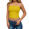 thumbnail image 4 of idosla Womens Tube Top Summer Going Out Tops Strapless Y2K Bandeau Spring Fitted Shirts Beach Vacation Clothes (Yellow, S), 4 of 6