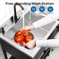 thumbnail image 6 of Ktaxon Stainless Steel Utility Sink, Free Standing Sink with Faucet & Towel Rack, Perfect for Laundry Room, Kitchen, Restaurant, Garage, Backyard, 19"D x 26"W x 39"H, 6 of 8