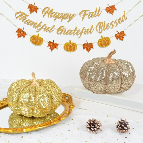 Halloween Pumpkins Artificial Pumpkins Plastic Pumpkins Faux Pumpkins Sparkly Pumpkins Pumpkins for Decorating Artificial Glitter Pumpkin Halloween Thanksgiving Props Accessories Fake Pumpkin Decor