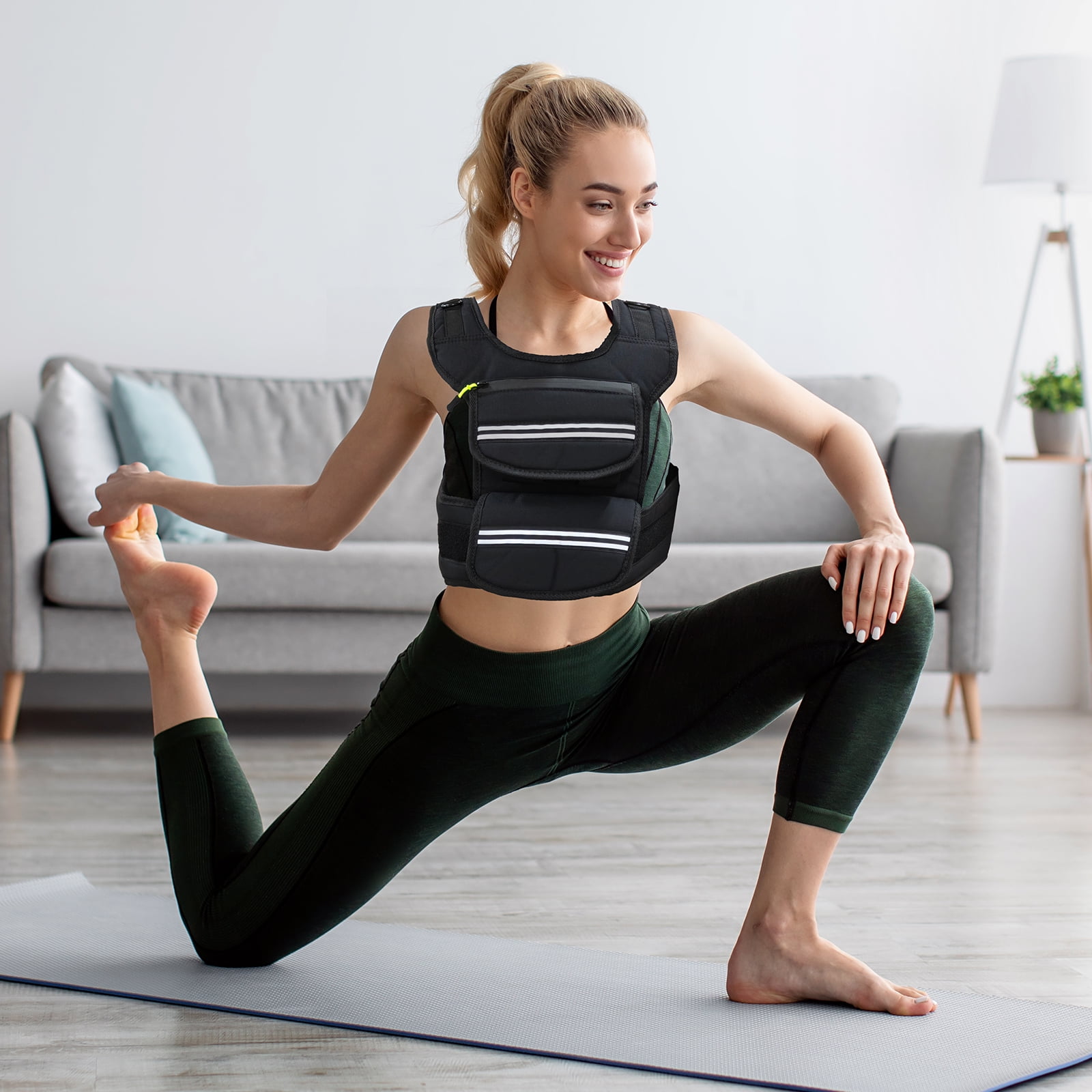 Soonbuy Weighted Vest For Woman Man, 25/35/45 LBS Weight Vest with Reflective Stripes for Workout, Strength Training, Running, Fitness, Muscle Building, Weight Loss, Rucking Vest