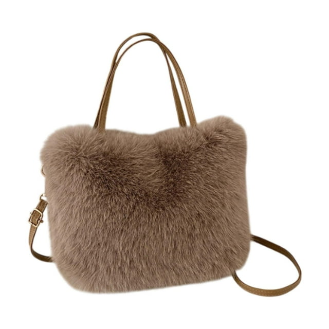 Bolso de mano de felpa para mujer, bolso de hombro, lindo, suave, con correa para el hombro, bolso peludo