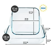 Square Glass Baking Dishes, Ovenware, Casserole, Set of 2