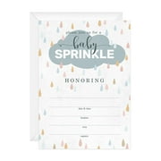 Raindrops Baby Sprinkle Invitations / 25 Fill In Baby Shower Cloud Invites / 5" x 7" Flat Modern Rainbow Baby Shower Party Invitation / Made In The USA