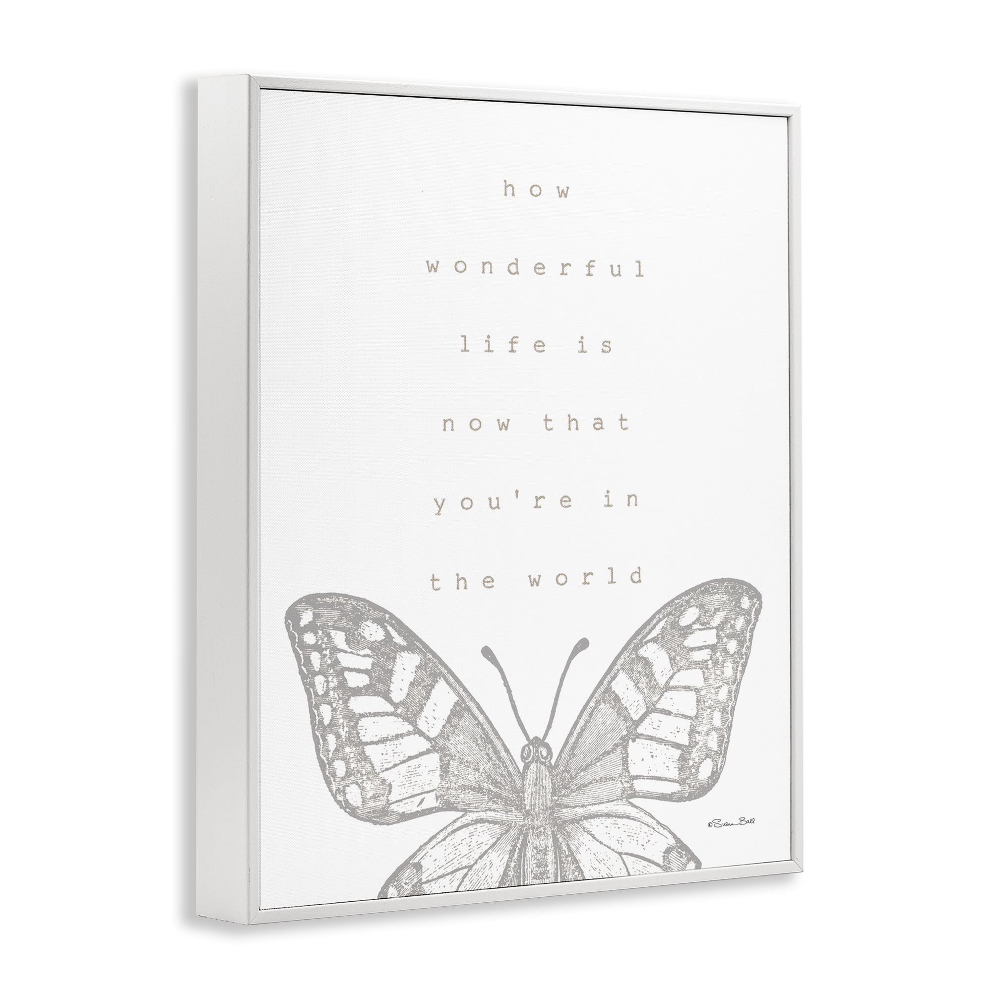 Stupell Industries Wonderful Life Phrase Animals & Insects Painting White Framed Art Print Wall Art, 16 x 20