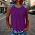 thumbnail image 2 of DHFJKG Tank Tops For Women Crew Neck Patchwork Summer Sleeveless Cami T-Shirts Color Block Streetwear Graphic Tee Trendy Top, 2 of 4