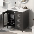 thumbnail image 3 of 30" Bathroom Vanity with Sink, Bathroom Vanity Cabinet with Two Drawers and Door, Adjustable Shelf, Solid Wood and MDF, Black, 3 of 28