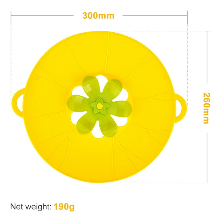 VONTER Spill Stopper Lid Cover,Boil Over Guard Lid,Silicone Boil Over  Safeguard Anti Spill Lid Cover Pot Pan Lid Pots Splash  ProtectorMulti-Function Cooking Kitchen Tool 10.2 inch (yellow) 