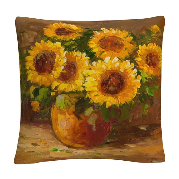 Masters Fine Art 'Sunflowers Still Life' 16 X 16 Decorative Throw Pillow