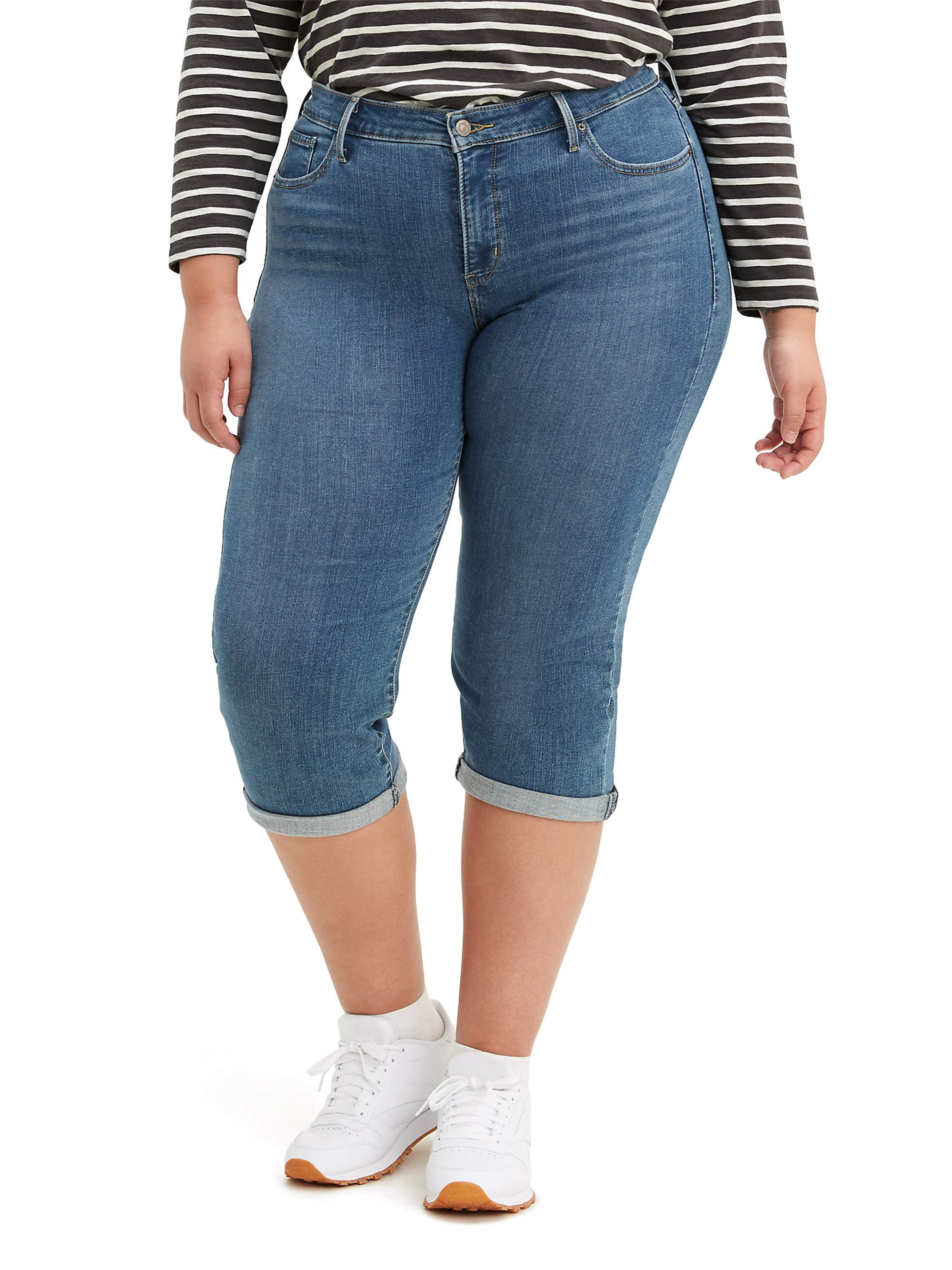Mid Rise Shaping Capri Jeans - Walmart 
