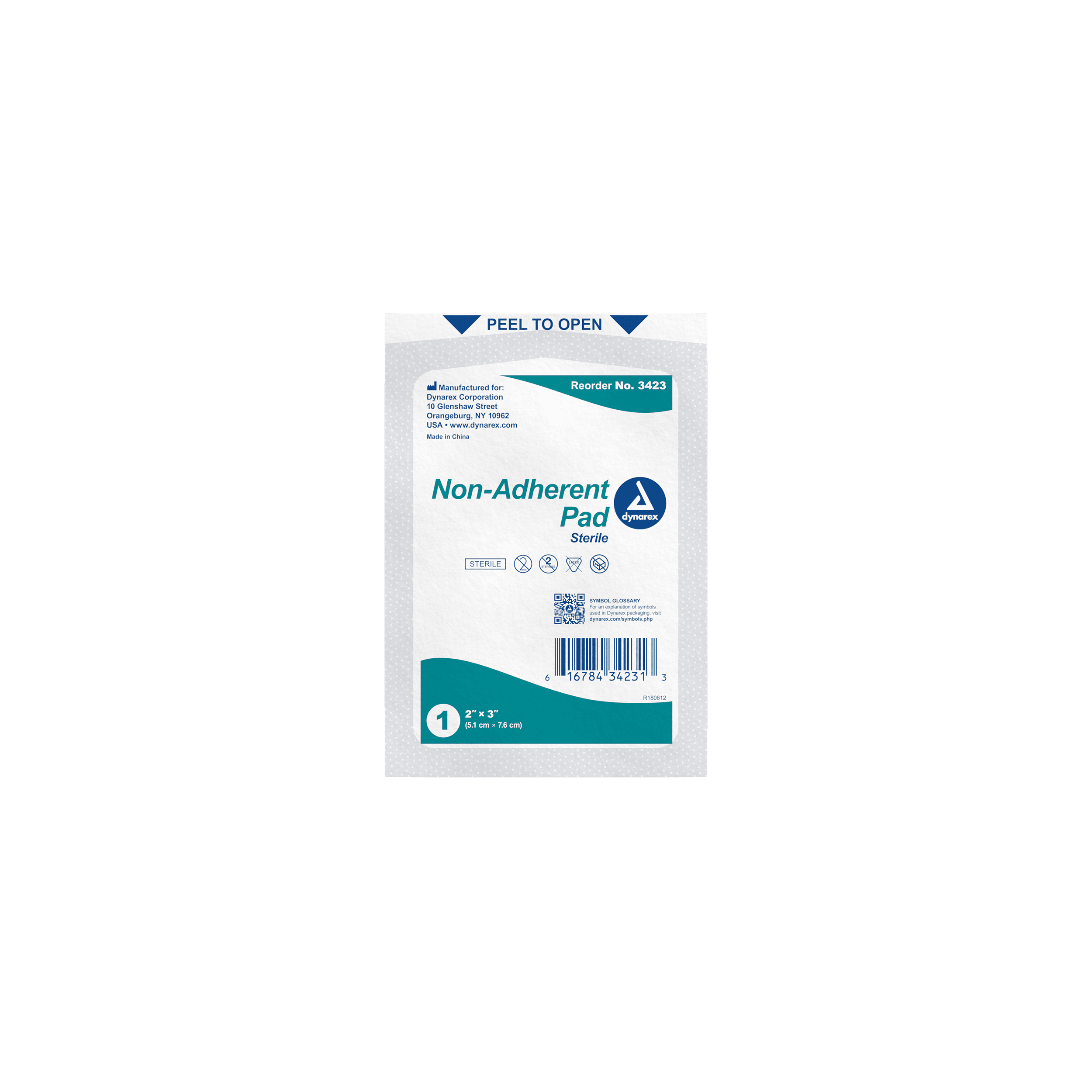 Dynarex Non-Adherent Pads-Sterile, Individually Packaged, Non-Stick Wound and Burn Care, Soft & Highly Absorbent, 2” x 3”, 1 Case of 1200 Non-Adherent Pads-Sterile