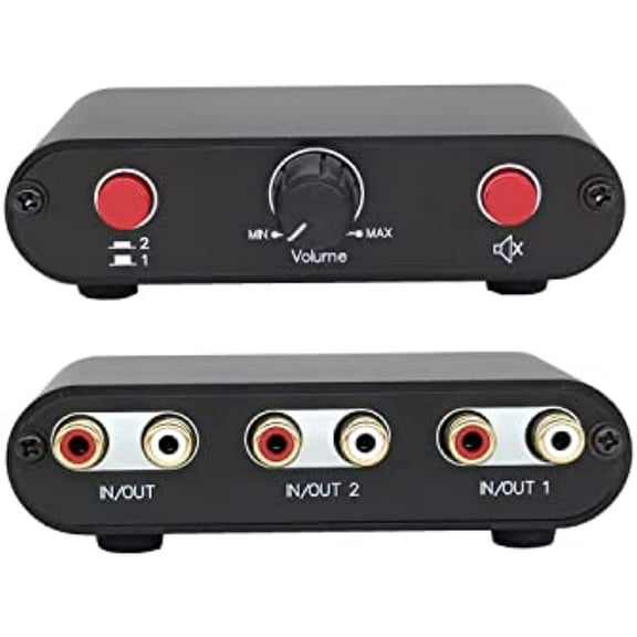 2-Way RCA Stereo Audio Switch Input Signal Source Switcher Selector Splitter Box（2 in 1 Out / 1 in 2 Out）-RC21