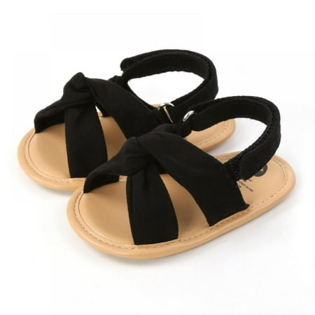 

Infant Baby Girls Boys Soft Summer Sandals Anti Slip Rubber Sole Outdoor Flats Toddler First Walker Shoes Newborn Crib Shoes Cloth Cross Strap Hook Closure Baby Girl Sandals Open Toes Sandals Black