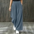 thumbnail image 2 of Tqcoqu Women's Corduroy Wide Leg Pants, Elastic High Waist Loose Casual Long Trousers with Side Pockets, 2 of 7
