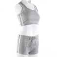 thumbnail image 3 of Seyurigaoka Women 2PCS Sports Set, Slim Striped Crop Top Short Pants Tracksuit, 3 of 6