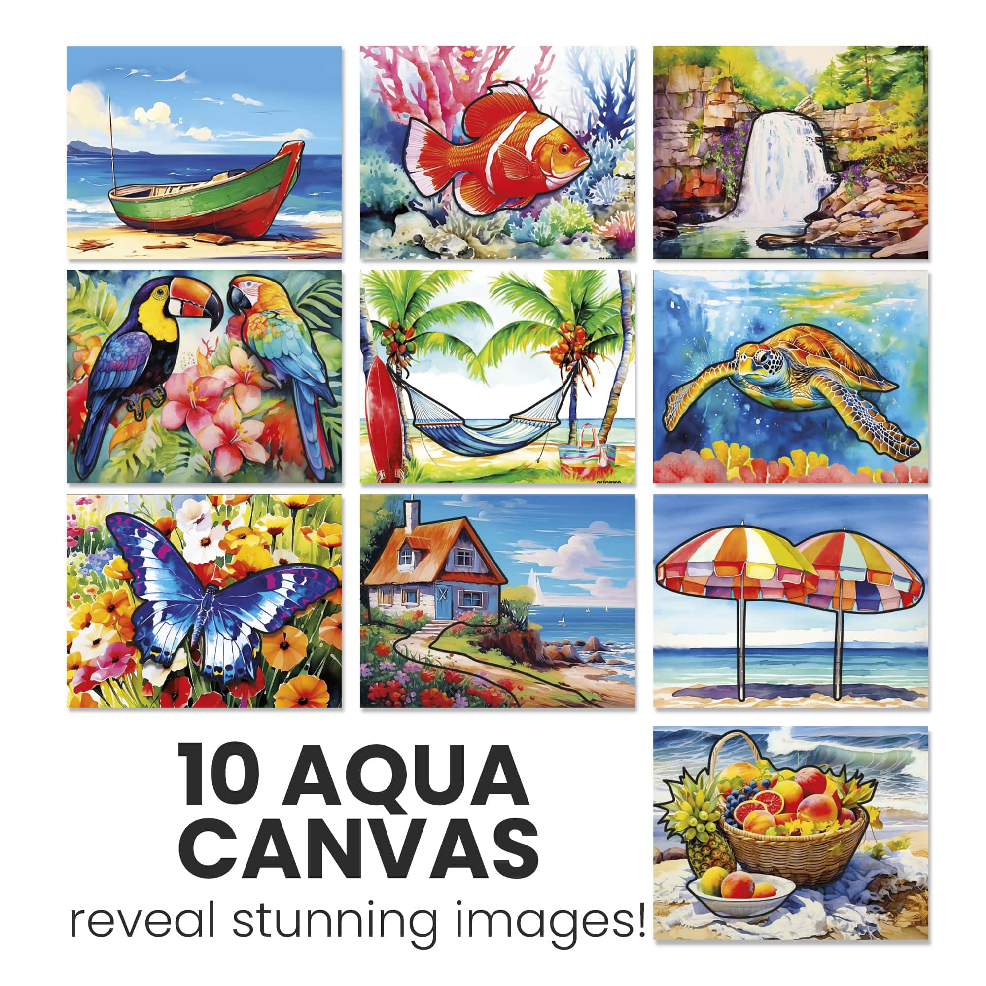 Quokka 10-Pack Water Painting Kit – Reusable Art Activity for Seniors, Multicolor with Brush