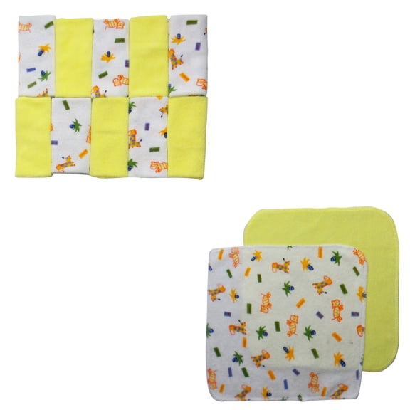 Set of 12 Yellow and White Wash Cloth, 6"