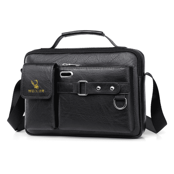 Men's Shoulder Messenger Bag PU Leather Handbag Business Crossbody Bag Briefcase
