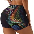 thumbnail image 2 of Kdxio Dragon with Colorful Tail Print Workout Shorts for Women Seamless Soft Smooth Gym Yoga Scrunch Active Shorts, 2 of 5