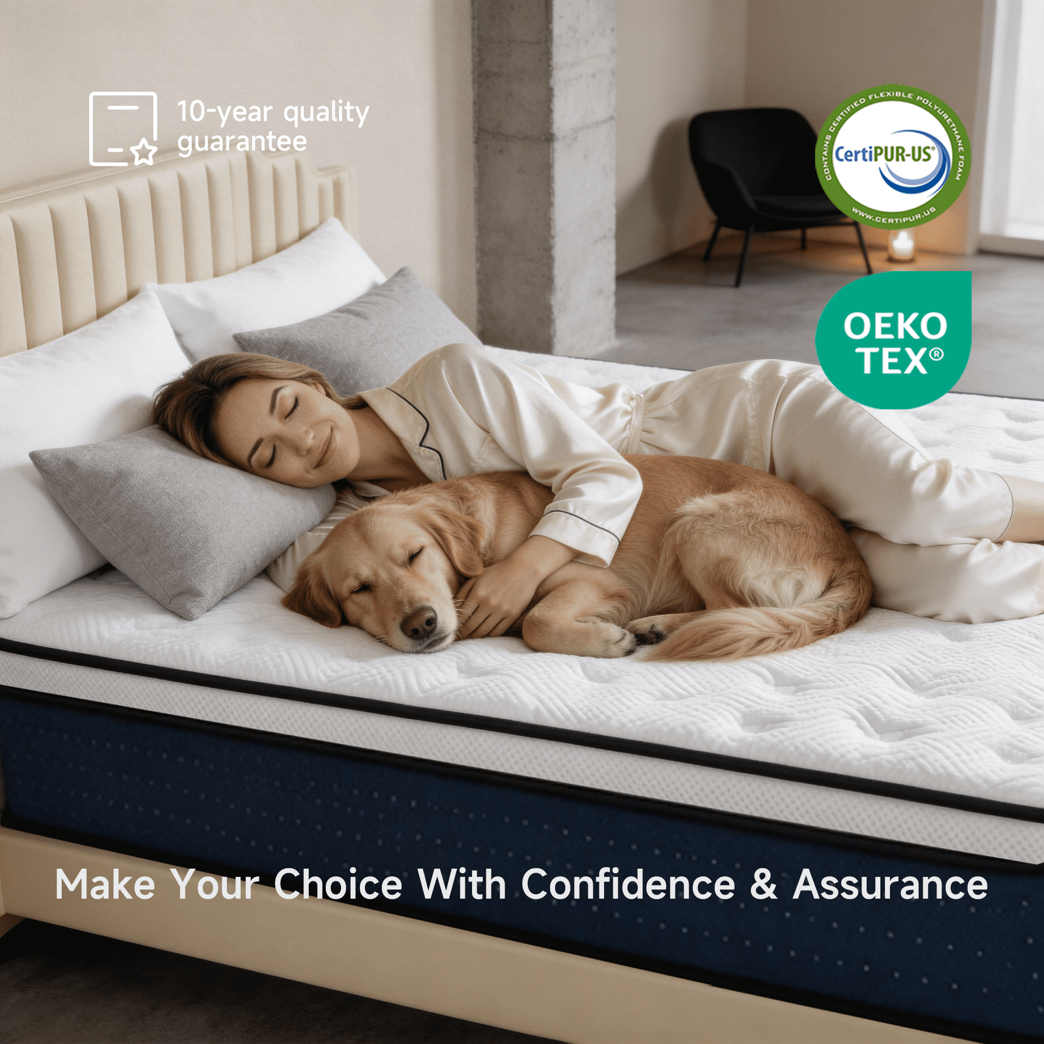 NightyNight 14" Queen Size Firm Hybrid Mattress in a Box with Cooling Gel for Back Support & Pressure Relief