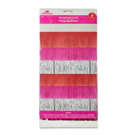 Valentine's Day Fringe Backdrop, Red/Pink/Silver, 6 Pieces, by Way To Celebrate