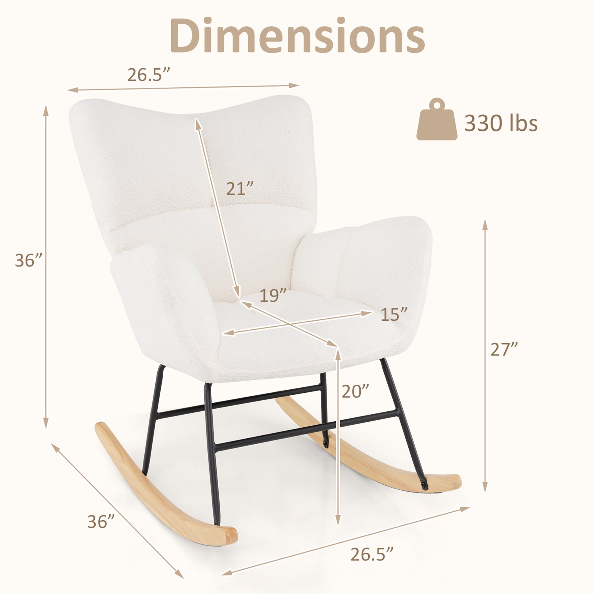 Gymax Nursery Rocking Chair w/Comfy Backrest & Armrest Solid Wood Base for Living Room