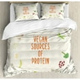 thumbnail image 1 of Vegan Duvet Cover Set King Size, Vegan Sources of Protein Concept with Vegetables Seeds and Names in Circular Chart, Decorative 3 Piece Bedding Set with 2 Pillow Shams, Multicolor, by Ambesonne, 1 of 3