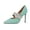 Turquoise, variant on Women Stiletto Heel Pumps Rhinestone Strap Close Pointed Toe Mary Jane Dress Party Shoes Size 9 Turquoise