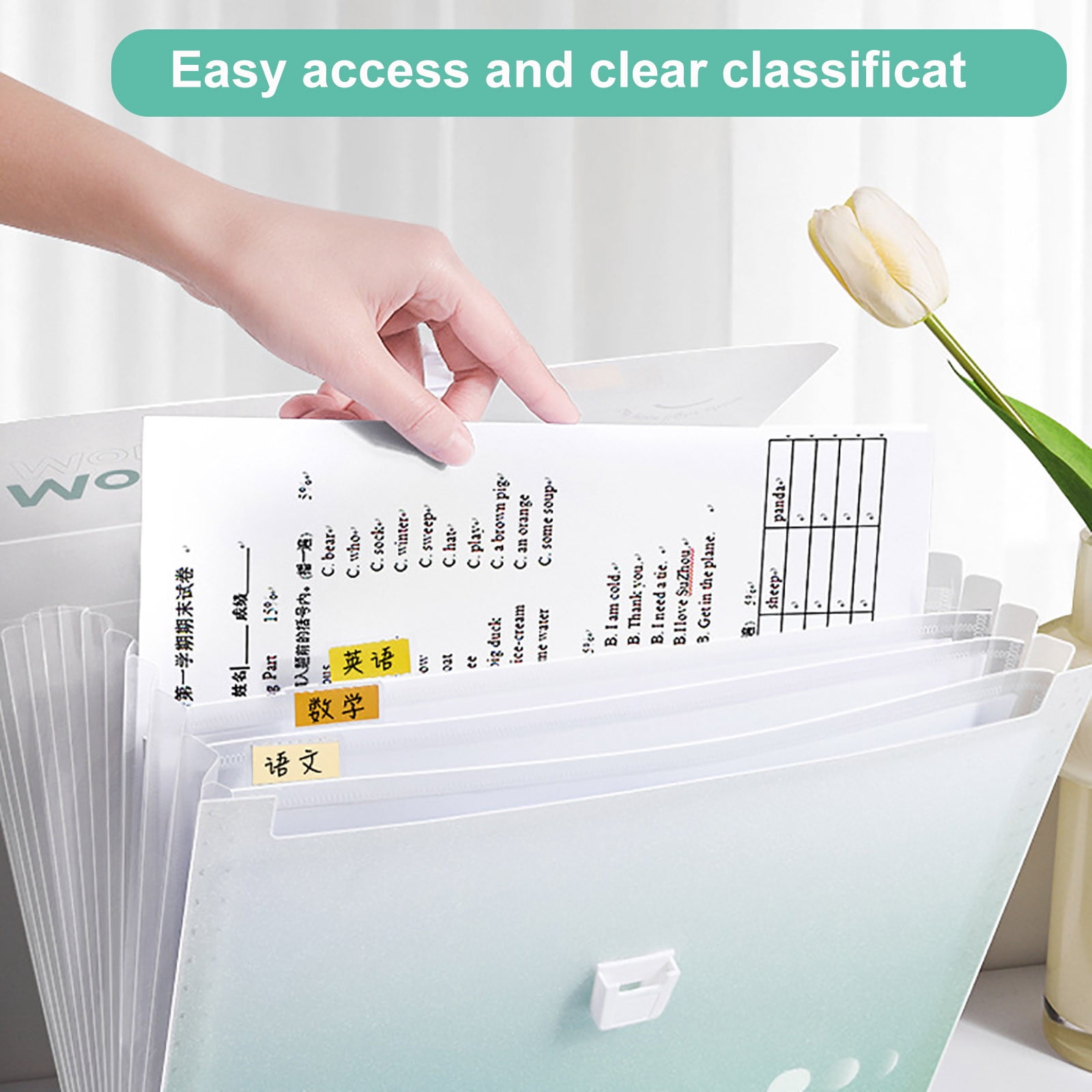 HBBKVI 2 Pack File Folders, 13 Pockets File Organizer, Gradient Handheld Organ Bag A4 Large Capacity Multi Layered File Bag Storage Bag Folder