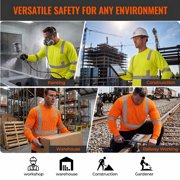 Hi-Vis Safety Shirt Class 3 Reflective, Orange Long Sleeve Work T-Shirt 6-Pack XL