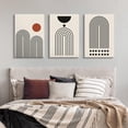 thumbnail image 4 of Black and White Boho Abstract Wall Art 3 Pieces Neutral Geometric Line Sun Canvas Prints Painting Geometry Artwork for Home Office Bedroom Bathroom and Living Room Wall Décor 12"x16", 4 of 5