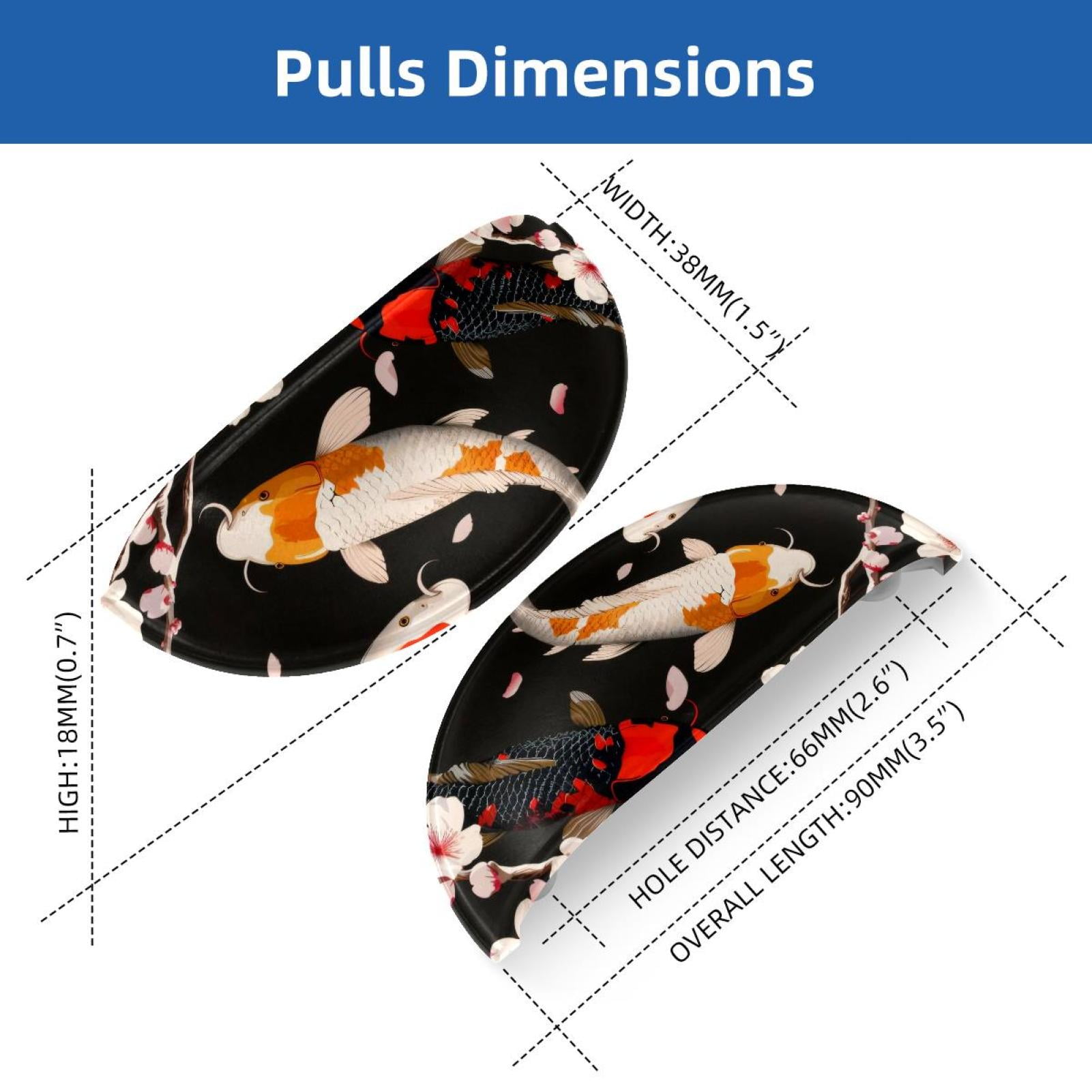 PhooArto 6 Pcs Cup Drawer Pulls, Koi Fish Cherry Flower Shell Shape Handles Cabinet Knobs for Dresser Cupboard Closet Wardrobe with Screws