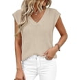 thumbnail image 3 of PRETTYGARDEN Women's Lightweight Sweaters Vest Spring Trendy Cap Sleeve V Neck Knit Tank Tops Summer Going Out Outfits, 3 of 8