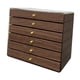 thumbnail image 3 of Joyero de madera con forro suave, apilable, de escritorio, multicapa, multiusos, transparente 6 capas, 3 of 9
