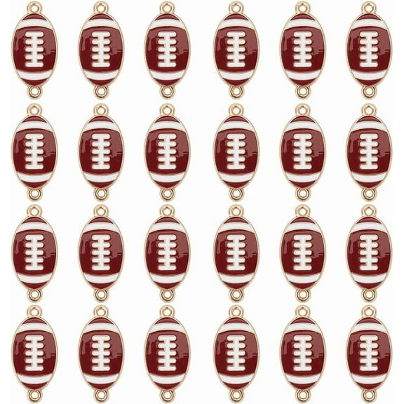 1 Box 36Pcs Football Charms Sports Ball Charms Gold Alloy Enamel Rugby Purple American Game Finals Links Connector Pendants