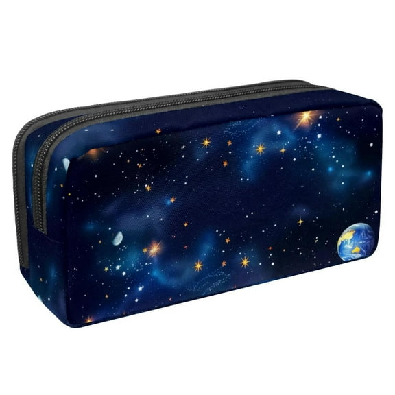 MUOOUM Pencil Case, Space Earth Galaxy Universe Pattern Large Capacity Pencil Pouch Stationery Pen Bag