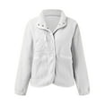 thumbnail image 4 of Herrnalise Womens Fleece Jacket Fuzzy Long Sleeve Short Coats Button Down Sherpa Outerwear With Pockets White,XL, 4 of 5