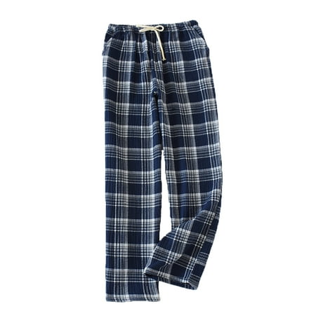 Yves Martin - Flannel sleep pants, blue plaid - Plus Size. Colour